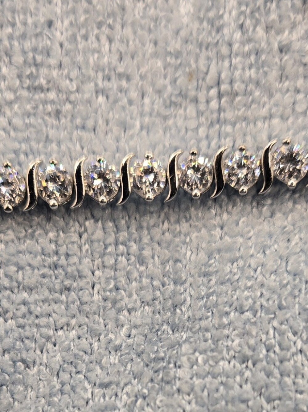 Vintage Diamonique Stone Bracelet. Platinum Over .925 SS